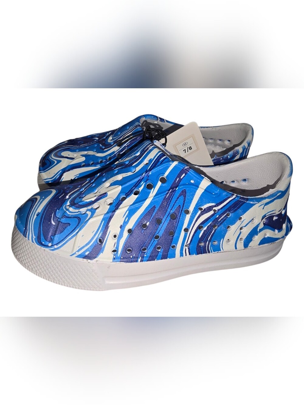 Kids Water Shoes/ Sandal Blue Marble Slip-On Size 7/8